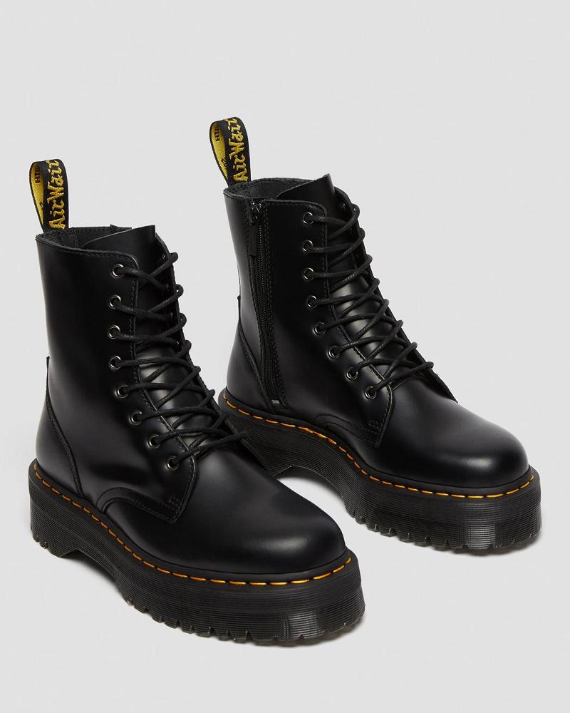 Dr Martens Jadon Smooth Leren Platform Laarzen Heren Zwart | NL 24GSO